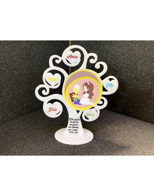 Alberolegno con stampa personalizzata tema comunione12 cm