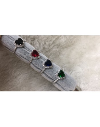 Anelli con cuore zirconato  regolabile