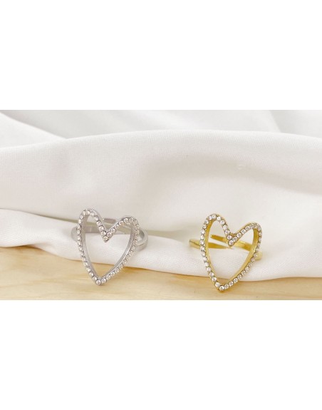 Anello  regolabile cuore strass