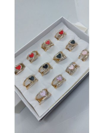 Anello con cuore smaltato con misura dal 17 al 20