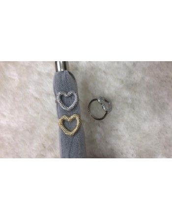 Anello con cuore zirconato misura regolabile