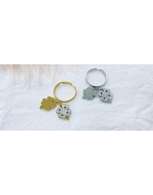 Anello regolabile con quadrifogli