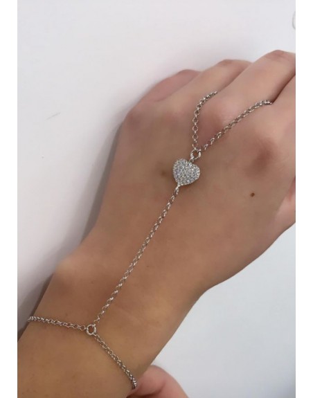 Baciamano  in argento 925 con cuore pave\'
