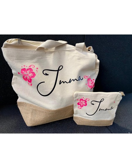 Borsa mare con pochette canvas