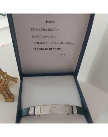 Bracciale  acciaio  con dedica papa\' personalizzata