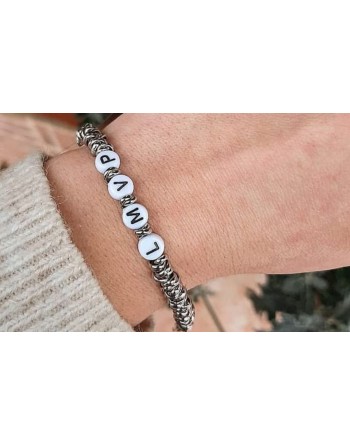 Bracciale acciaio con  lettere