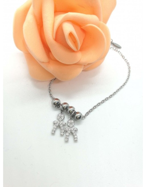 Bracciale acciaio con bebe\' zirconati