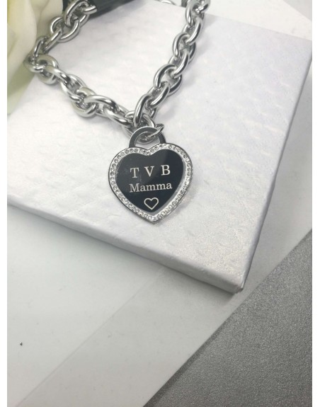 bracciale acciaio inossidabile  con frase : tvb mamma