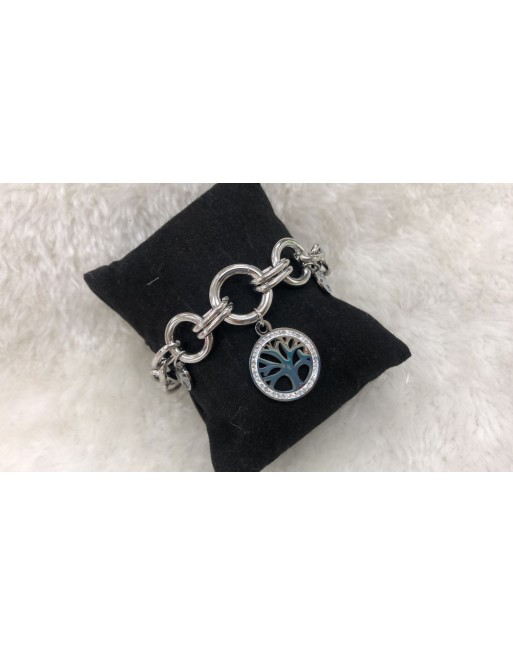 Bracciale acciaio inossidabile catena doppia con albero della vita