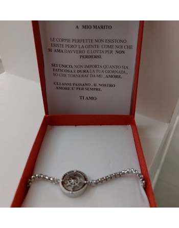 Bracciale ancora e scatola con dedica personalizzata