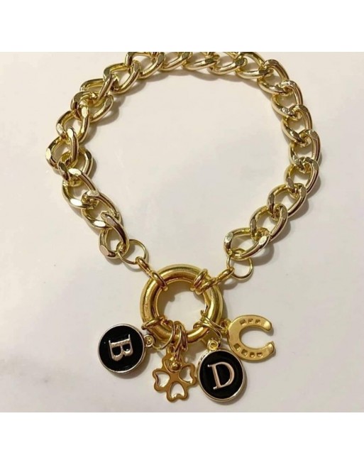 Bracciale catena doppia con lettere personalizzato