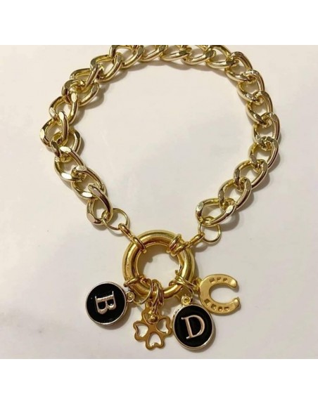 Bracciale catena doppia con lettere personalizzato