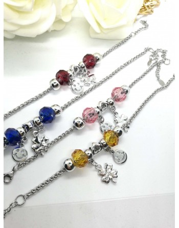 Bracciale con charms colorati in  acciaio inossidabile