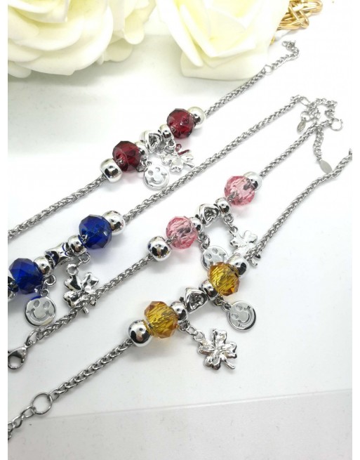 Bracciale con charms colorati in  acciaio inossidabile