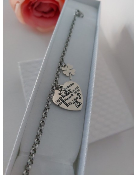 Bracciale con ciondolo nascita personalizzato