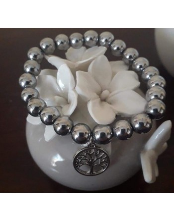 Bracciale con palline doppie e ciondolo albero della vita