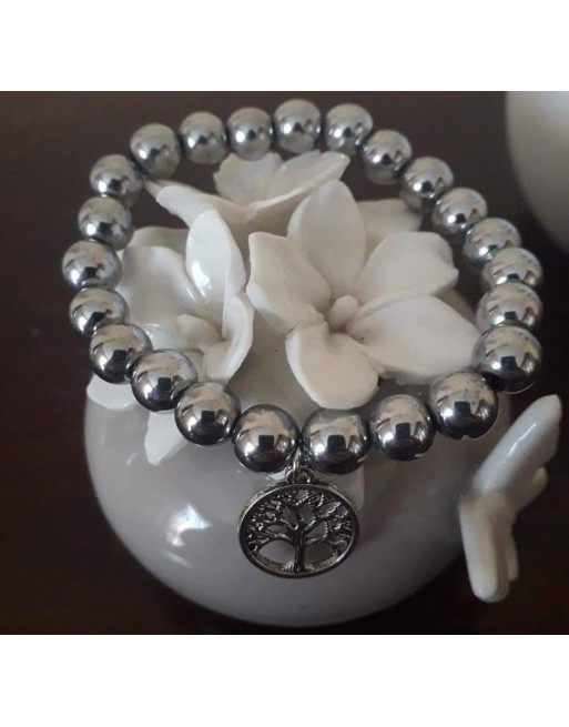Bracciale con palline doppie e ciondolo albero della vita