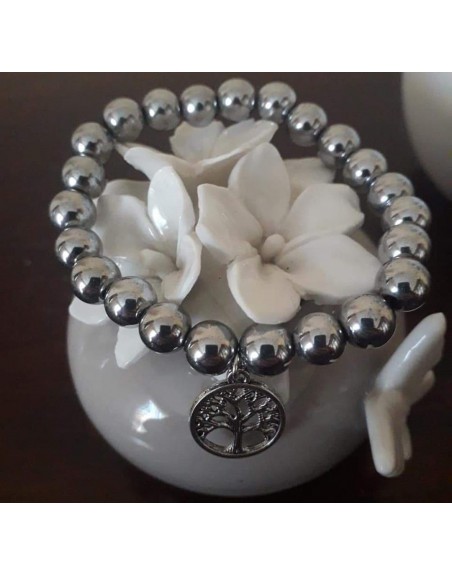 Bracciale con palline doppie e ciondolo albero della vita