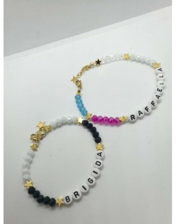 Bracciale con perline e inserti acciaio  personalizzato