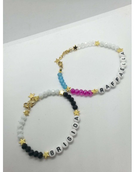 Bracciale con perline e inserti acciaio  personalizzato