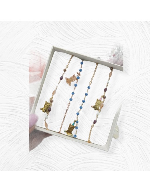 Bracciale con pietre colorate e pendente unicorno
