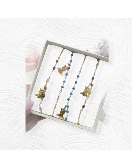 Bracciale con pietre colorate e pendente unicorno