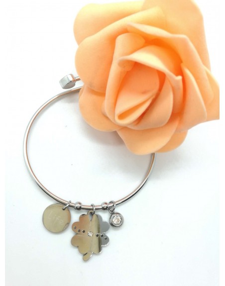 Bracciale con quadrifoglio acciaio