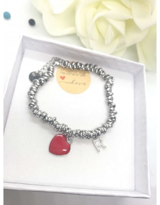 Bracciale donna modello nodini con lettera personalizzata