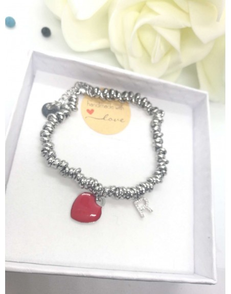 Bracciale donna modello nodini con lettera personalizzata
