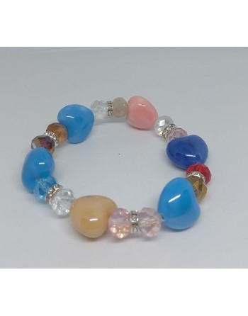 Bracciale elastico con cuori in ceramica
