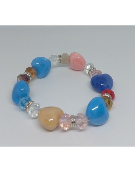 Bracciale elastico con cuori in ceramica