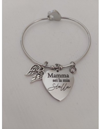 Bracciale in acciaio con cuore ed incisione personalizzata