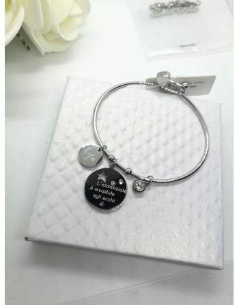 Bracciale in acciaio inossidabile con frase : l essenziale \'e invisibile agli occhi