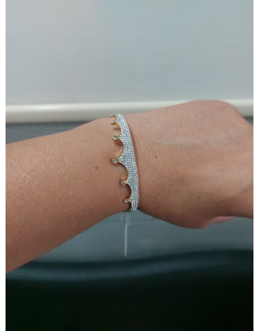 Bracciale in acciaio inossidabile corona rigido misura 19 cm
