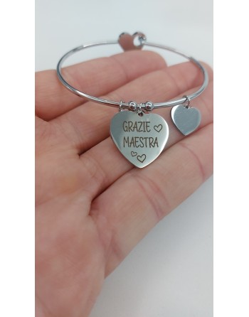 Bracciale modello rigido con ciondolo grazie maestra