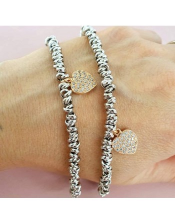 Bracciale nodino acciaio con cuore zirconato