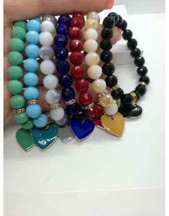 Bracciale perle colorato con ciondolo cuore