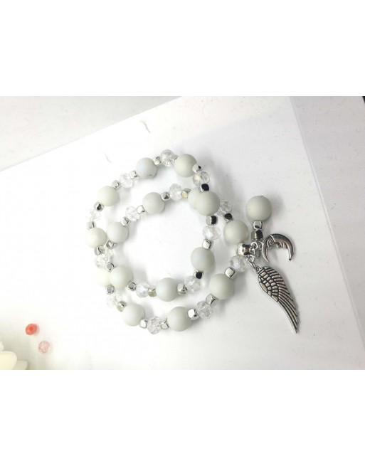 Bracciale pietre con ala albatros fatto a mano  misura regolabile