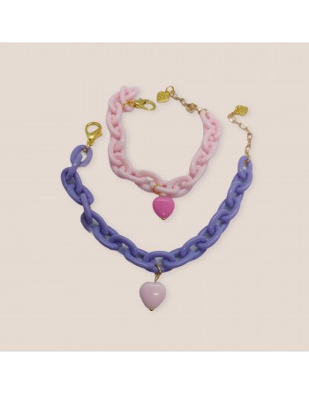 Bracciale plastica con pendente cuore realizzato a mano