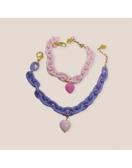 Bracciale plastica con pendente cuore realizzato a mano