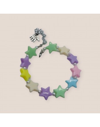 Bracciale realizzato a mano  con stelle e perline misura regolabile