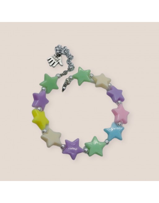 Bracciale realizzato a mano  con stelle e perline misura regolabile