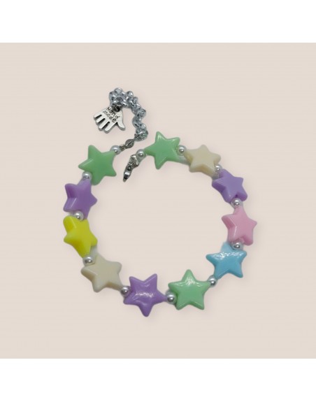 Bracciale realizzato a mano  con stelle e perline misura regolabile