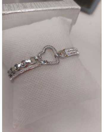 Bracciale rigido co cuore strass
