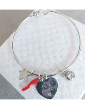 Bracciale rigido con ciondolo sweet family