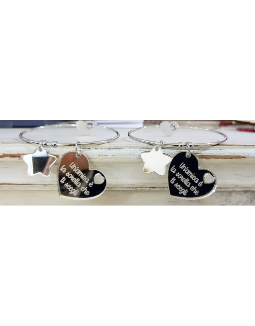 Bracciale rigido con cuore personalizzato