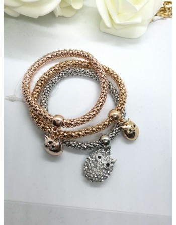 Bracciale unico 3 colori  con gufetti