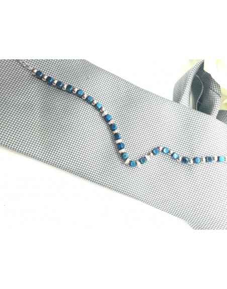 Bracciale uomo  con perline quadrate  colorato misura 19/20 cm