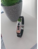 Bracciale uomo  semi rigido misura 20 cm con cuori e battito , cinturino caucciu'