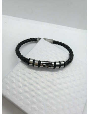 Bracciale uomo  similpelle e acciaio